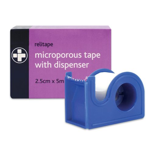 Relitape Microporous Tape with Dispenser 2.5cm x 5m